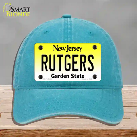 Rutgers New Jersey Novelty License Plate Hat Unconstructed Cotton / Lake Blue