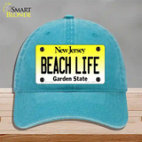 Beach Life New Jersey Novelty License Plate Hat Unconstructed Cotton / Lake Blue