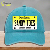 Sandy Toes New Jersey Novelty License Plate Hat Unconstructed Cotton / Lake Blue