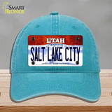 Salt Lake City Utah Novelty License Plate Hat Unconstructed Cotton / Lake Blue