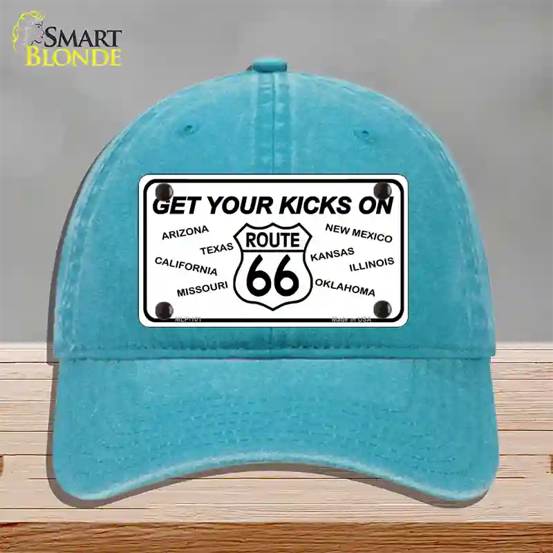 Get Your Kicks On 66 Novelty License Plate Hat Unconstructed Cotton / Lake Blue