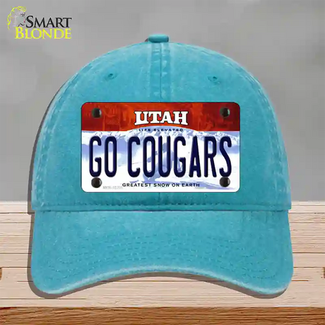 Go Cougars Utah Novelty License Plate Hat Unconstructed Cotton / Lake Blue