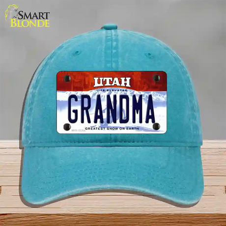 Grandma Utah Novelty License Plate Hat Unconstructed Cotton / Lake Blue