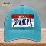 Grandpa Utah Novelty License Plate Hat Unconstructed Cotton / Lake Blue