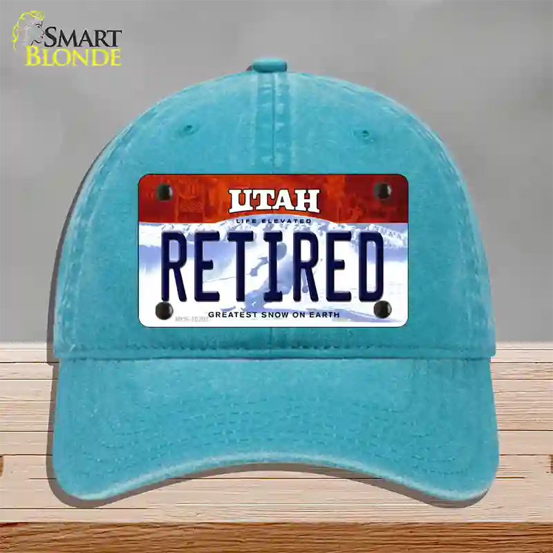 Retired Utah Novelty License Plate Hat Unconstructed Cotton / Lake Blue