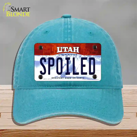 Spoiled Utah Novelty License Plate Hat Unconstructed Cotton / Lake Blue