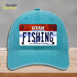 Fishing Utah Novelty License Plate Hat Unconstructed Cotton / Lake Blue