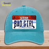 Bad Girl Utah Novelty License Plate Hat Unconstructed Cotton / Lake Blue