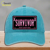 Survivor Novelty License Plate Hat Unconstructed Cotton / Lake Blue