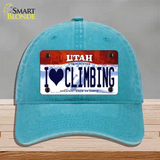 I Love Climbing Utah Novelty License Plate Hat Unconstructed Cotton / Lake Blue