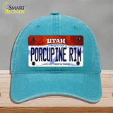 Porcupine Rim Utah Novelty License Plate Hat Unconstructed Cotton / Lake Blue