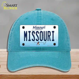 Missouri Show Me State Novelty License Plate Hat Unconstructed Cotton / Lake Blue