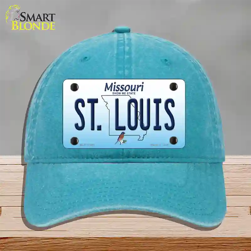 St Louis Missouri Novelty License Plate Hat Unconstructed Cotton / Lake Blue