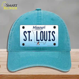 St Louis Missouri Novelty License Plate Hat Unconstructed Cotton / Lake Blue