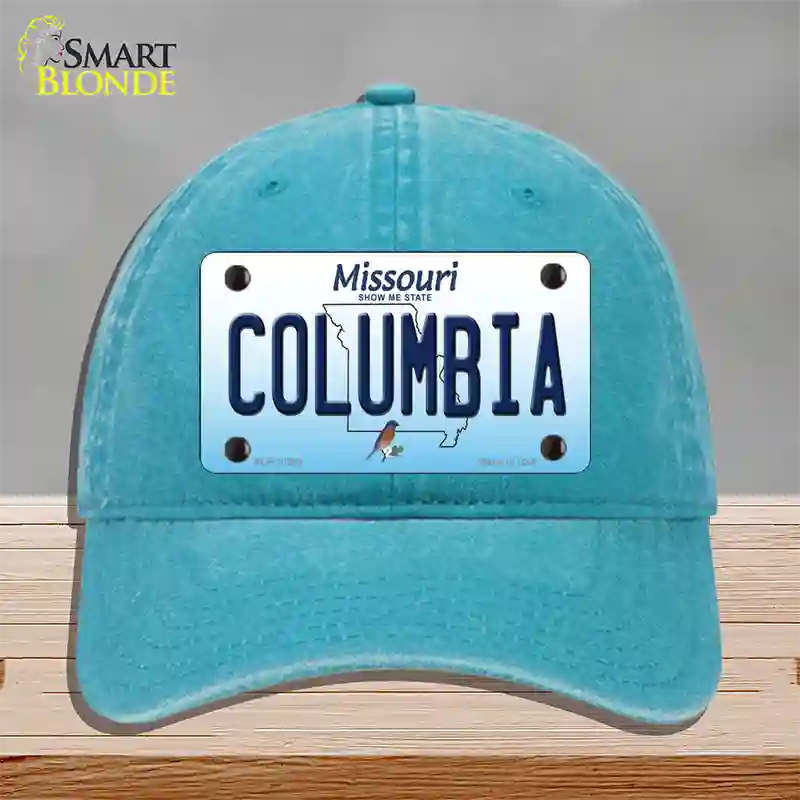 Columbia Missouri Novelty License Plate Hat Unconstructed Cotton / Lake Blue