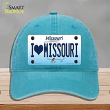 I Love Missouri Novelty License Plate Hat Unconstructed Cotton / Lake Blue