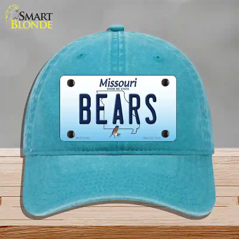 Bears Missouri Novelty License Plate Hat Unconstructed Cotton / Lake Blue