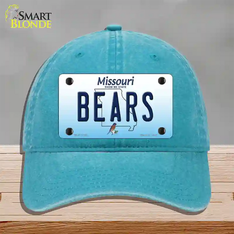 Bears Missouri Novelty License Plate Hat Unconstructed Cotton / Lake Blue