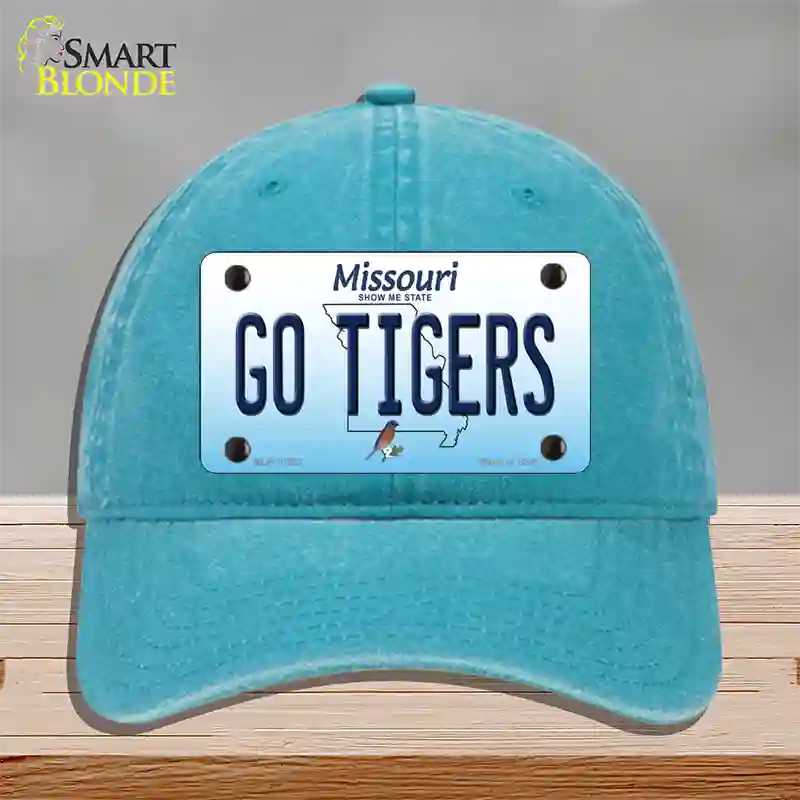 Go Tigers Missouri Novelty License Plate Hat Unconstructed Cotton / Lake Blue