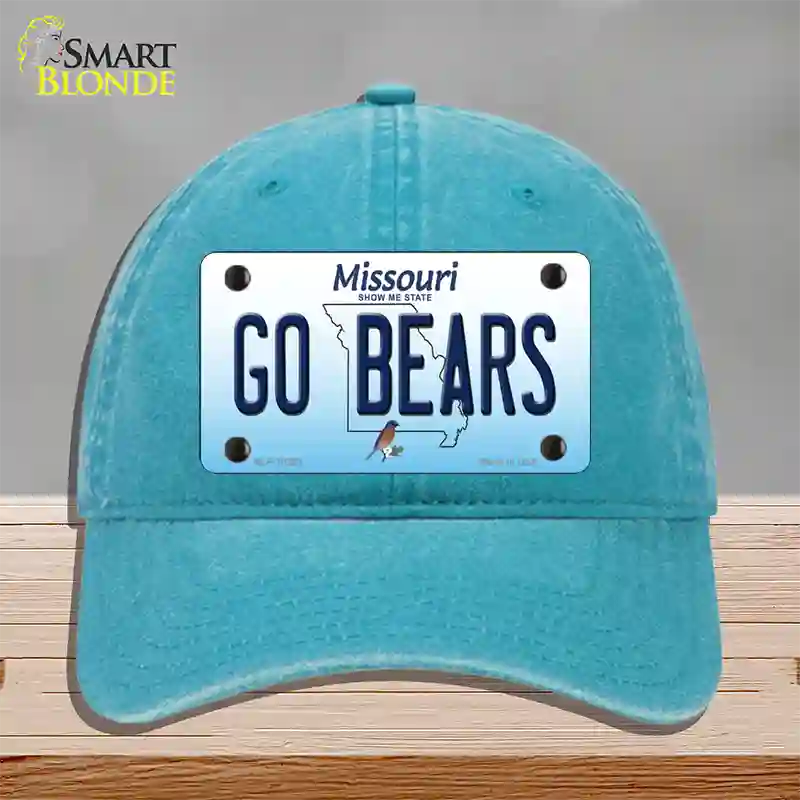 Go Bears Missouri Novelty License Plate Hat Unconstructed Cotton / Lake Blue