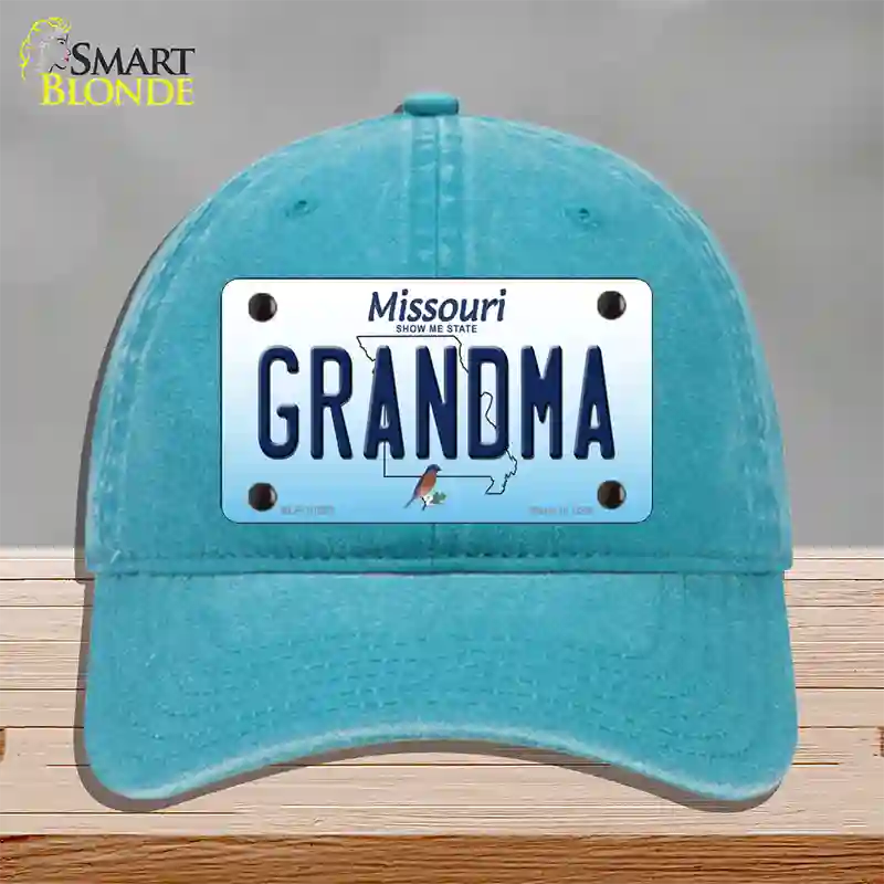 Grandma Missouri Novelty License Plate Hat Unconstructed Cotton / Lake Blue