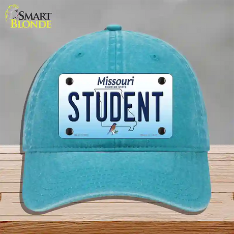 Student Missouri Novelty License Plate Hat Unconstructed Cotton / Lake Blue