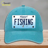 Fishing Missouri Novelty License Plate Hat Unconstructed Cotton / Lake Blue