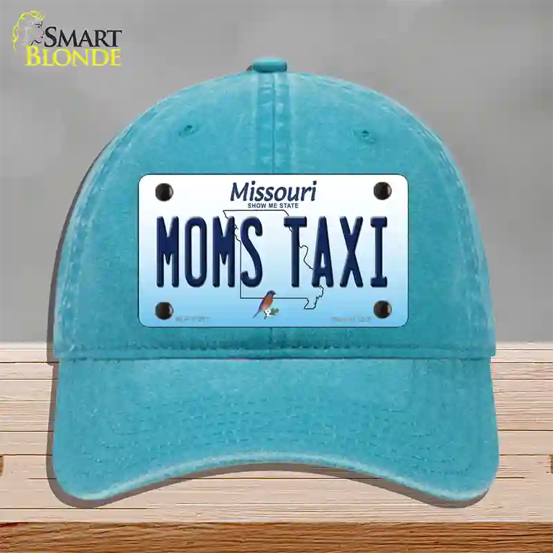 Moms Taxi Missouri Novelty License Plate Hat Unconstructed Cotton / Lake Blue