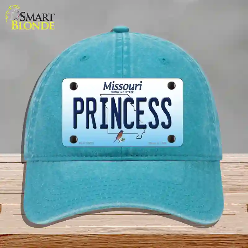 Princess Missouri Novelty License Plate Hat Unconstructed Cotton / Lake Blue