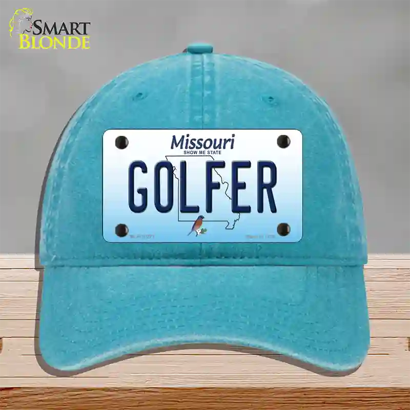 Golfer Missouri Novelty License Plate Hat Unconstructed Cotton / Lake Blue