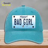 Bad Girl Missouri Novelty License Plate Hat Unconstructed Cotton / Lake Blue