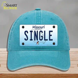 Single Missouri Novelty License Plate Hat Unconstructed Cotton / Lake Blue