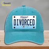 Divorced Missouri Novelty License Plate Hat Unconstructed Cotton / Lake Blue