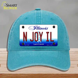 N Joy IL Illinois Novelty License Plate Hat Unconstructed Cotton / Lake Blue