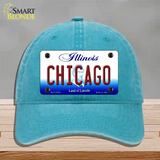 Chicago Illinois Novelty License Plate Hat Unconstructed Cotton / Lake Blue