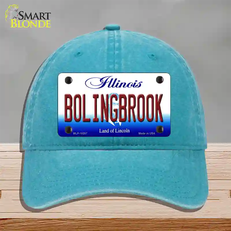 Bolingbrook Illinois Novelty License Plate Hat Unconstructed Cotton / Lake Blue