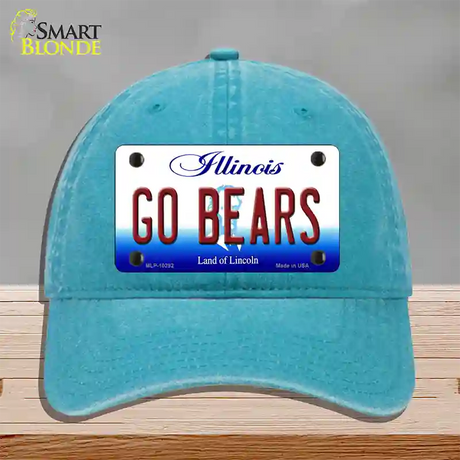 Go Bears Illinois Novelty License Plate Hat Unconstructed Cotton / Lake Blue