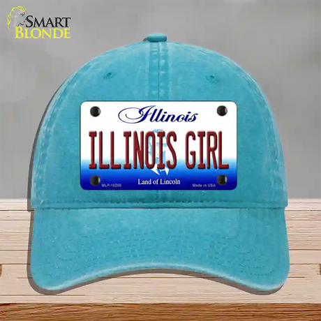 Illinois Girl Illinois Novelty License Plate Hat Unconstructed Cotton / Lake Blue