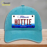 Hottie Illinois Novelty License Plate Hat Unconstructed Cotton / Lake Blue