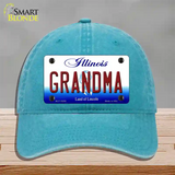 Grandma Illinois Novelty License Plate Hat Unconstructed Cotton / Lake Blue