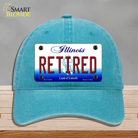 Retired Illinois Novelty License Plate Hat Unconstructed Cotton / Lake Blue