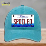 Spoiled Illinois Novelty License Plate Hat Unconstructed Cotton / Lake Blue