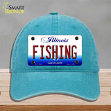 Fishing Illinois Novelty License Plate Hat Unconstructed Cotton / Lake Blue