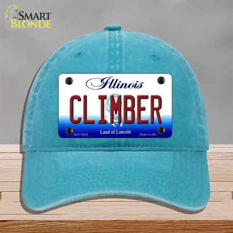 Climber Illinois Novelty License Plate Hat Unconstructed Cotton / Lake Blue