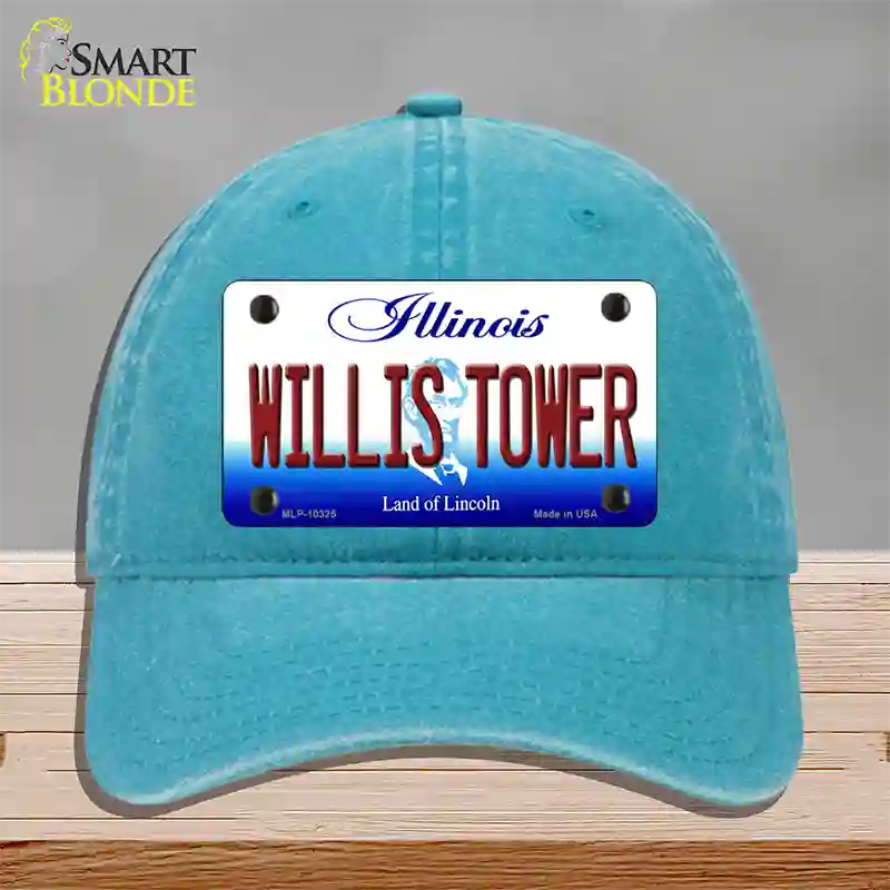 Willis Tower Illinois Novelty License Plate Hat Unconstructed Cotton / Lake Blue