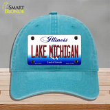 Lake Michigan Illinois Novelty License Plate Hat Unconstructed Cotton / Lake Blue