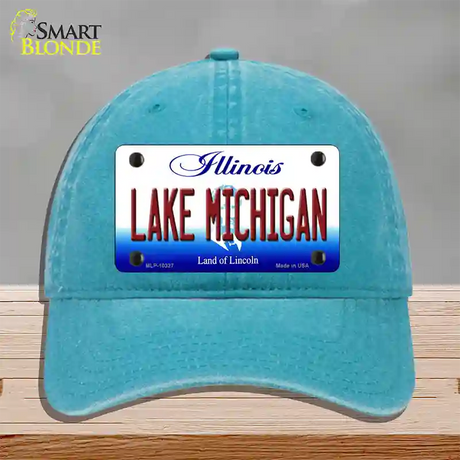 Lake Michigan Illinois Novelty License Plate Hat Unconstructed Cotton / Lake Blue