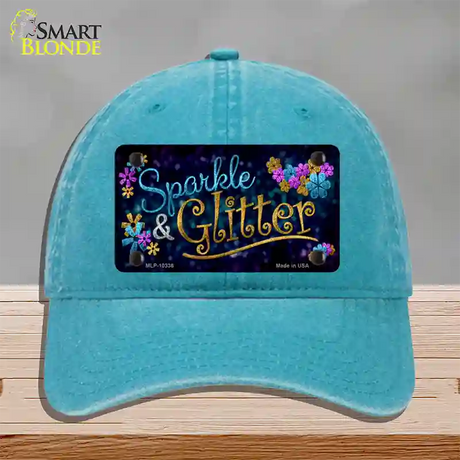 Sparkle And Glitter Novelty License Plate Hat Unconstructed Cotton / Lake Blue