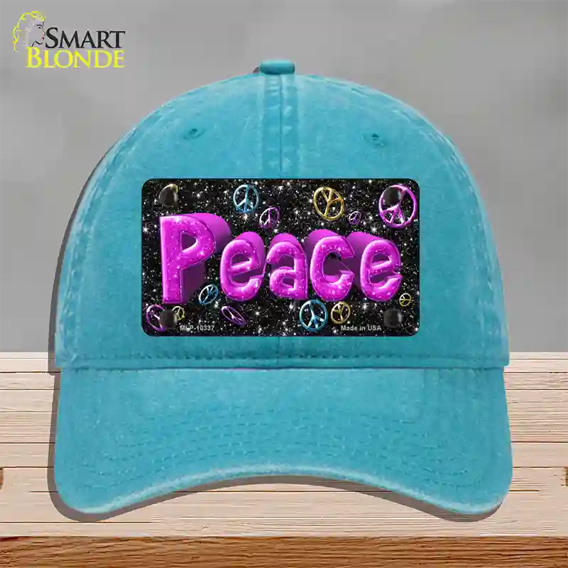 Peace Novelty License Plate Hat Unconstructed Cotton / Lake Blue