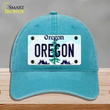 Oregon Tree Novelty License Plate Hat Unconstructed Cotton / Lake Blue